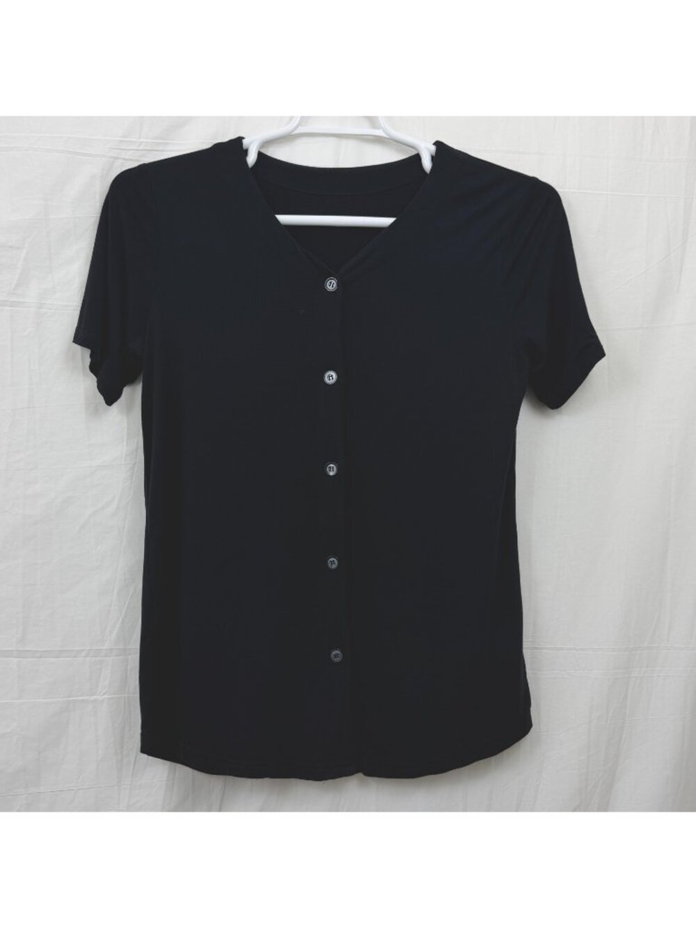 Bamboo Viscose Pajama Short Sleeve Button Up Sleep Shirt Women S Black Latuza